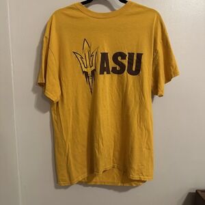 Arizona State Sun‎ Devils T-Shirt Adult Size L Cotton Gildan Yellow ASU